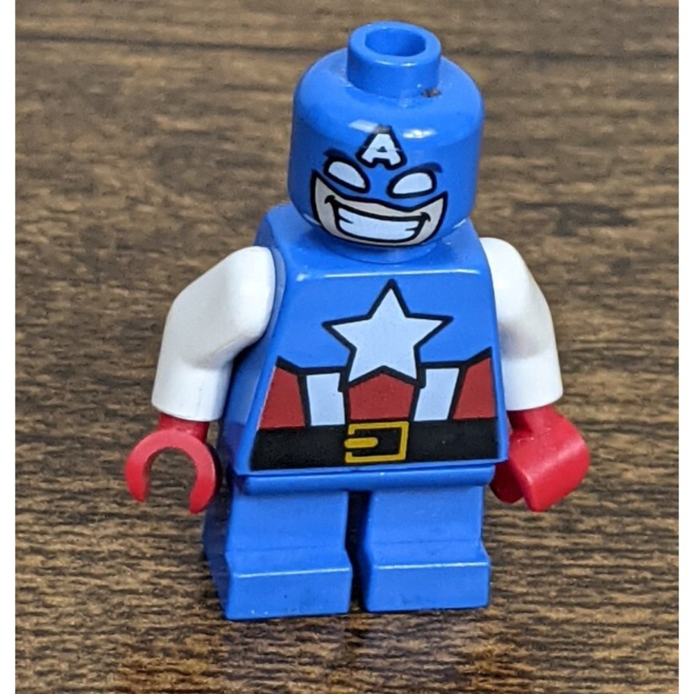 LEGO Captain America Minifigure Blue Suit White Star Red Gloves Collectible Toy